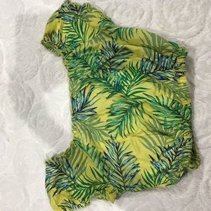 Green floral crop top